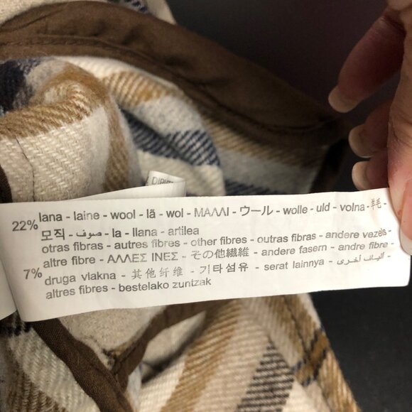 Zara Flannel Shirt Womens Size XS Beige Brown Plaid Button Down Shacket Casual - Picture 7 of 10